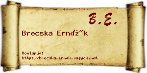 Brecska Ernák névjegykártya